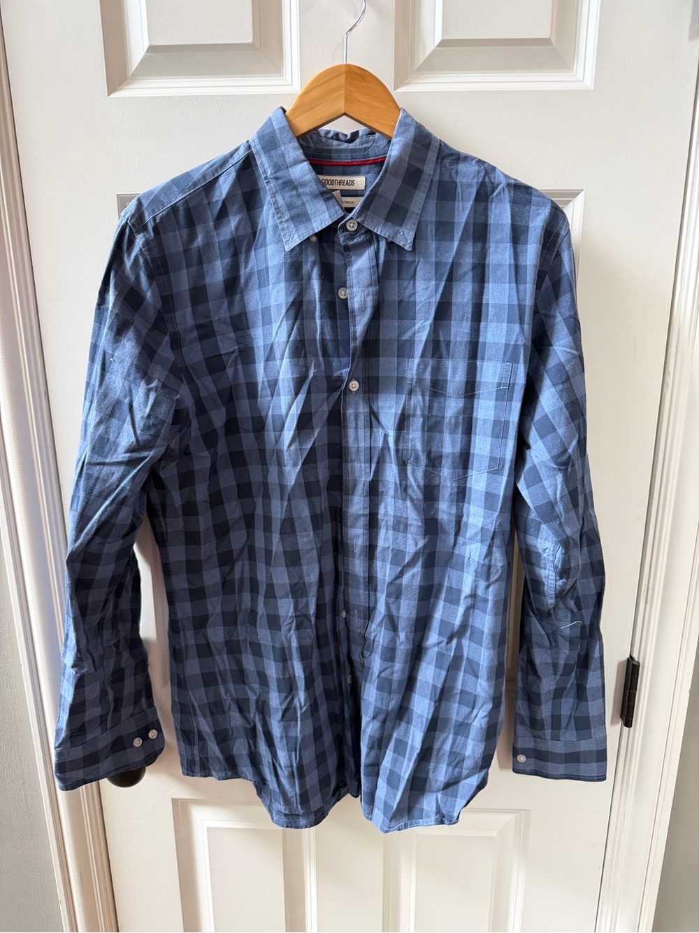 Goodthreads Blue Plaid Long-Sleeve Button-Down Shirt